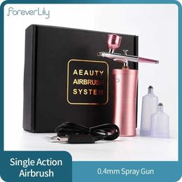 Personal Care Appliances Mini Spray Gun Kit Air Compressor Spray Gun Spray Gun USB Charging Oxygen Sprayer for Nail Art Tattoo Craft Cake G240529