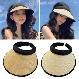 Wide Brim Hats Casual Portable UV Protection Beach Hat Straw Cap Sun Visors