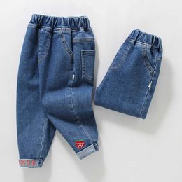 Winter Toddler Girls Fleece Thickened Trousers Korean Strawberry Jeans Fashion Children's Clothes Bottoms 1 To 5 Years Pants F4531