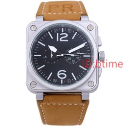 2020 New Mens Stainless Steel Automatic Movement Mechanical Wacthes Self Wind White dial Brown Leather Silver Case Bell dive 46mm Big W 222v