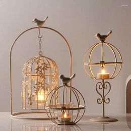 Candle Holders Vintage Metal Birdcage Holder Retro Creative Cup Wedding Candlestick Party Tabletop Ornaments Crafts Home Decor