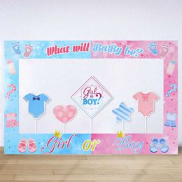 Frame Boy Or Girl Party Pink And Blue Photo Booth Props Gender Reveal Baby Shower Decoration L2405