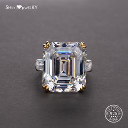 Shipei Natural Rectangle White Pink Sapphire Ring 925 Sterling Silver Sapphire Rings for Women Men Wedding Engagement 230R
