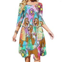 Casual Dresses Tie Dye Sun Bonnets Square Neck Dress Sweet Summer Women Halter Print Countrybearjamboree Country Bear