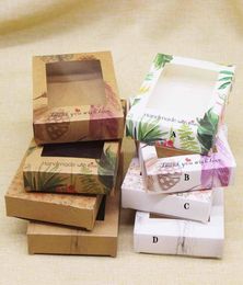 10pc Clear PVC Window Kraft Cardboard Packing Gift Box Vintage Handmade Soap Candy Card Boxes For Wedding Decor Event Party8763464