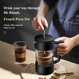 350ML/600ML/1000ML French Press Coffee Maker High Borosilicate Glass House Coffee Brewer Milk Foam Frother Barista Tea Maker 240530