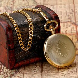 Antique Retro Luxury Yellow Gold Shield Watches Men Women Pocket Watch Mechanical Hand Winding FOB Pendant Chain Clock Timepiece Gift 286T