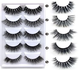 3D Mink Eyelashes Mixed Styles 22MM 4 Different Styles Big Eye 5 Pairs Natural Long Thick Handmade Hair Extension3999991