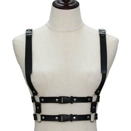 Belts Handmade Leather Body Harness Women Punk Goth Adjustable Chest Lingerie Gothic Garter Belt Crop Top 268W