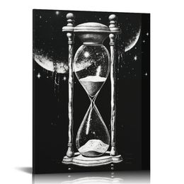 Out of Time.Skeleton, Hourglass, Dark Art, Gothic Home Decor Canvas Poster Wall Art Decor Print Picture Paintings for Living Room Bedroom Decoration