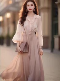 Work Dresses Elegant Two-piece Skirt Set Women Spring Solid Long Sleeve Shirt Midi A-line Casual Office Ladies Streetwear Outfits 2024