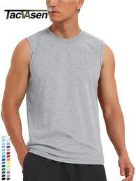 TACVASEN Cotton Sleeveless Tshirts Mens Muscle Tank Tops Gym Undershirts Workout Bodybuilding Vests Fitness Tee Shirt Man 240529