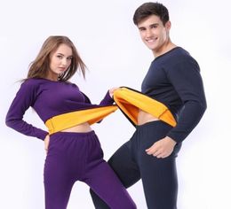 Thermal underwear Men Women Long Johns Winter Warm Wool Velvet Mens Tops Pants Set Cotton Fleece Male Female Clothes Plus Size1130627