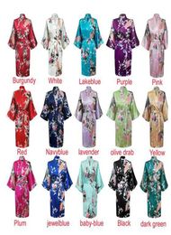 Womens Solid royan silk Robe Ladies Satin Pajama Lingerie Sleepwear Kimono Bath Gown pjs Nightgown 17 colors36991852930