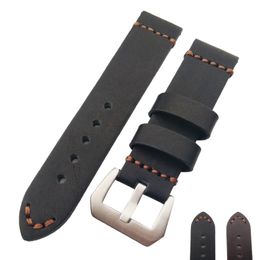 New HQ Genuine Leather Thick Black Or Brown Watch Band Strap 22mm 24mm 26mm 301h