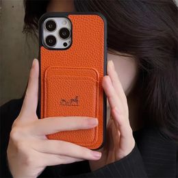 Luxurious Unique Designer Phone Cases for Iphone 15 Max 15Plus 13Pro 12 14 Pro 11 X Xr Xsmax 8plus Fashion H Designers Meal Leers Triangular Nameplae Case With Card slot
