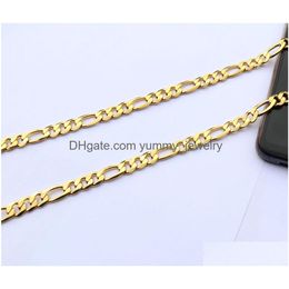 Chains Solid Stamep 585 Ed Yellow Fine 18K Gold G/F Figaro Chain Link Necklace Lengths 8Mm Italian 24 Inch Drop Delivery Jewelry Neckl Dhzu5