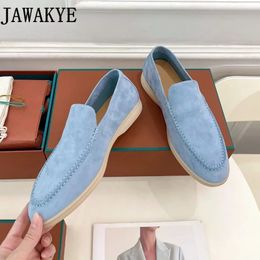 Kid Suede Spring Summer Walk Loafers Lazy Mules Women Round Toe Slip On Penny Flat Shoes Unisexy Casual Shoes for Man Woman 240520