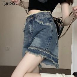 Women's Shorts Distresses For Women Korean Style Summer Clothing College Students Chic Girls Casual Denim Retro Design Loose