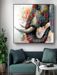 Colourful Elephant Pictures Canvas Painting Animal Posters and Prints Wall Art for living room Modern Home Decoration6038523