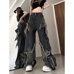 Women's Jeans American Retro High-Waisted Summer Street Design Sense Straight Tube Loose Fashion Cwide-Leg Mop Pants