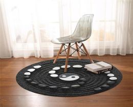 BeddingOutlet Tai Chi Round Carpet Yin ang Yang Living Room Rug Stones Soft Floor Mat Black and White Decorative Tapete Nonslip265827920