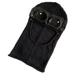 3 colors Two lens windbreak hood beanies outdoor cotton knitted windproof men face mask casual male skull caps hats black grey arm9520254