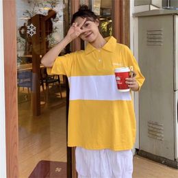 Women's Polos Yellow Polo Shirt Women Cotton Loose Short Sleeve Gray Shirts Female Summer Letter Embroidery Harajuku Tops Ladies Tunic Girl