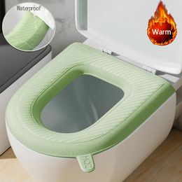 Toilet Seat Covers 2 Pieces/1 EVA Cover Waterproof Warm Mat Washroom Supplies Bathroom Accessories Bowl Rain Lid Covering Warmer Case