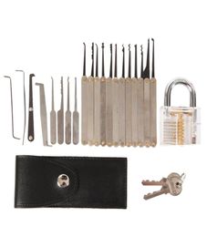 15pcs Unlocking Lock Pick Tool Hook Lock Picks Locksmith Tools + 5pcs Lock Picking Tools Sets with Transparent Practice Locks9908173