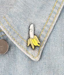 Banana Brooch Pin Fruit Plant Penis Dick Organ Enamel Badge Meme Evil Wicked Adult Funny Cartoon Jewelry Women Friend Whole5976694