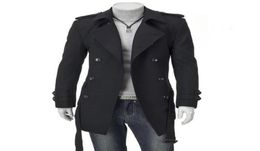 Men039s Trench Coats Mens Winter Slim Double Breasted Coat Long Jacket Overcoat Outwear Black Size LUS S15753167