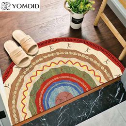 Carpets Bohemian Mat Geometric Semi-circular Doormat Anti-Slip Washable For Living Room Bathroom Kitchen Door Rug Printed Mats