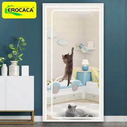 EROCACA White Reinforced Cat screen Door Baby gate Thickened Pet Resistant Mesh Screen Door with Zipper for Living Room Bedroom