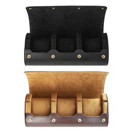 Watch Boxes & Cases 3 Slots Roll Travel Case Chic Portable Vintage Leather Display Storage Box With Slid In Out Organizers#20 210S