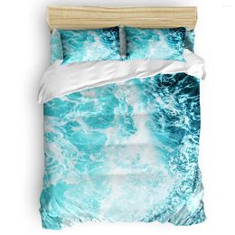 Bedding Sets Perfect Sea Waves Duvet Cover Set Deep Blue Collection Of 3/4pcs Bed Sheet Pillowcases