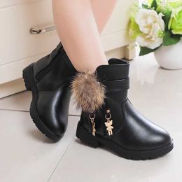 Boots New Girls Short Boots Versatile Plush Cute Spring and Autumn New Childrens Fashion Casual Boots Direct Shipping Childrens Boots PU 2023 Fashion WX5.29