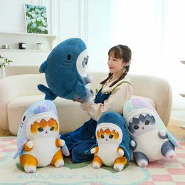 Plush Pillows Cushions 1pc Anime Shark Cat Toy Cute Stuffed Animals Soft Plushies Doll Toys Pillow Birthday Gift for Kids Adults Girls Home Decor WX5.29