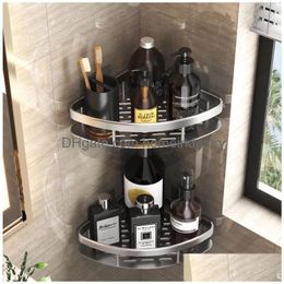 Bathroom Shelves Shees Nodrill Wall Mount Corner Shelf Shower Storage Rack Holder For Wc Shampoo Organizer Accessories 230607 Drop Del Dhagn