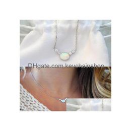 Collane a ciondolo 925 sterling sier opal gemstone gioielli oro colore oro della catena delicata pietra ovale sottile design semplice consegna caduta pendan dhgvw