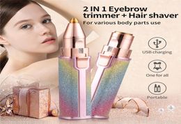 2 In 1 Electric Eyebrow Trimmer Makeup Painless Eye Brow Epilator Mini Shaver Razors Women Portable Facial Body Hair Remover7056609