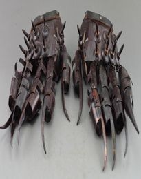 Ancient Collectibles Decorated Old Copper Hammered Protective Gloves In War1377313