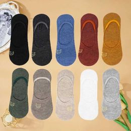 Socks Hosiery 5 pairs of summer ultra-thin invisible ship socks set with shallow silicone anti slip embroidery crew cute socks d240530