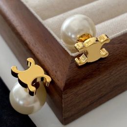 Stud Designer Earrings For Women Pearl Jewellery Luxury Stud Gold Earring For Girls With Original Box