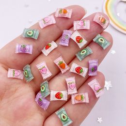 50pcs Resin Colourful Mini Cute Various Fruit Flavours Candy Art Nail Flatback Rhinestone Applique DIY Wedding Scrapbook Decor