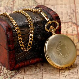 Antique Retro Luxury Yellow Gold Shield Watches Men Women Pocket Watch Mechanical Hand Winding FOB Pendant Chain Clock Timepiece Gift 294l