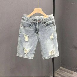 Men's Jeans Summer Casual Denim Knee-Length Shorts Slim Fit Pants Korean Fashion Vintage Clothing Designer