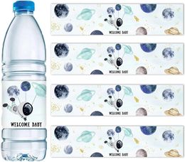Party Decoration Water Bottle Labels For Baby Shower Solar System Outer Space Welcome Wrappers Label Decor