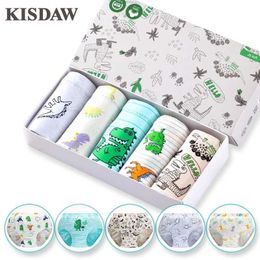 Panties 5 Pcs/Box Kids Underwear For Boy Soft Cotton Boys Briefs Knickers Dinosaurs Children Boys Panties Exquisite Gift Box Packaging Y240528