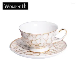 Cups Saucers Wourmth European Bone China Coffee And Saucer Set Hand-painted Phnom Penh Luxury Afternoon Teacup Porcelain Drinkware